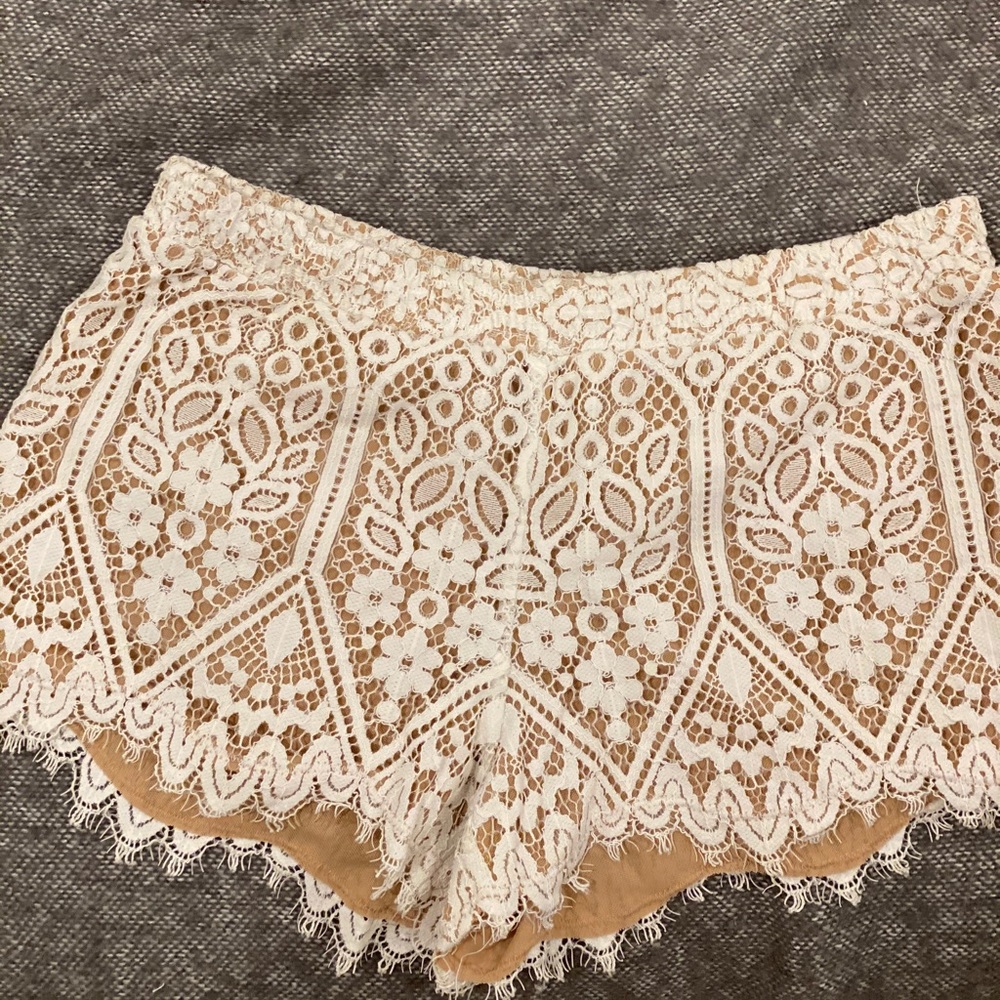David Lerner White Lace Shorts